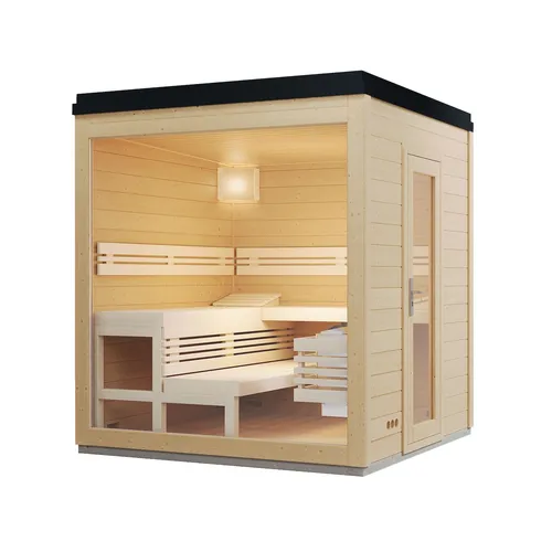 Infraworld Gartensauna CASA 1 - Massivholz Außensauna 215,6 x 217,6 cm - Hochwertige Außensauna aus Massivholz für entspannende Momente im Garten. Robuste Bauweise und stilvolles Design bieten perfekten Komfort.