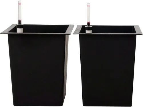 VIVANNO Pflanzeinsatz Kunststoff EINSATZ - Schwarz Matt (Set, 2 St) - Pflanzgefäße mit innovativen Kunststoffeinsätzen für optimale Bewässerung, ideal für Innen- und Außenbereich, inklusive Füllstandsanzeigen und Überlauf.