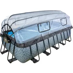 EXIT Stone Pool 540x250x122cm mit Sandfilterpumpe - Rechteckiger Außenpool mit 13.465 l Fassungsvermögen, ideal für 9 Personen. Inklusive Sandfilterpumpe und Abdeckung, perfekt für entspannte Sommertage im Garten.