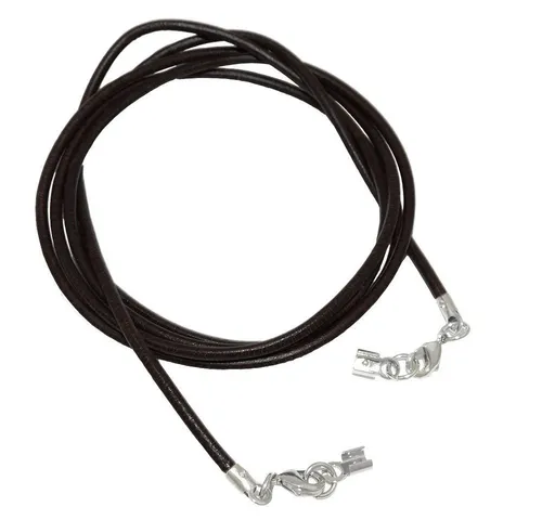 unbespielt Lederband Lederband Schwarz 2x Karabinerverschluss Silberfarben 1m Lang Kürzbar, Modeschmuck für Damen und Herren