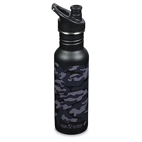 Klean Kanteen 532ml Classic Narrow Sport Cap - STK - black camo - Trinkflaschen, originale Edelstahlflasche mit neuem schmalen Design für einfaches Greifen und Tragen, ideal für unterwegs.