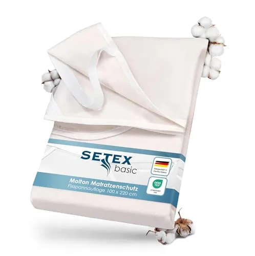 Setex Molton Matratzenschoner 100x220cm - Hochwertiger Hygieneschutz - Matratzenauflage 100x220cm aus 100% Baumwolle, schützt optimal gegen Schweiß und Feuchtigkeit – Flexibel für Matratzenhöhen von 15 bis 22 cm, temperaturausgleichend und hautsympathisch.