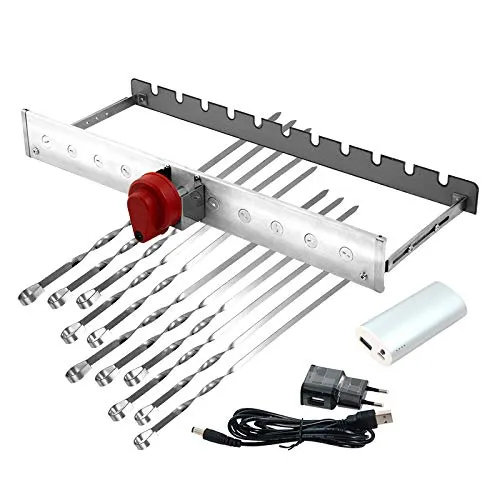 CEEBOO Grillmaster Grillaufsatz mit Motor und 11 Spießen - Grilldrehspieße mit Powerbank und Motor für müheloses Grillen, ideal für BBQ-Liebhaber und perfekte Ergebnisse.