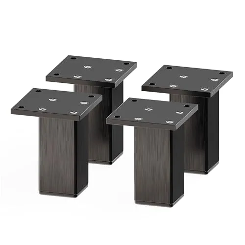 sossai® Möbelfuß MFV2, 4er Set in Schwarz - Vielseitige Aluminium-Möbelfüße in 4 Höhen (60-120 mm) mit robuster Wandstärke. Ideal zur Möbelhebung für einfaches Putzen und Platz für Staubsaugerroboter. Perfekt für Haushalt und Büro.