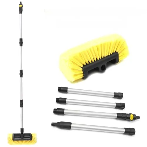 Forgrace 152,4 cm Autowaschbürste 30,5 cm mit weichem Borstenkopf Durchfluss Heavy Duty Tri-Level Dip Auto Waschbürste Langer Griff Auto Außenwäsche Gelb
