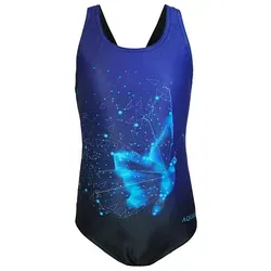 Aquarti Badeanzug Mädchen Muscleback Wettkampf blau|schwarz 152 - Kinder-Bademode, chlorresistenter Schwimmanzug für optimalen Tragekomfort und Bewegungsfreiheit beim Wettkampf.