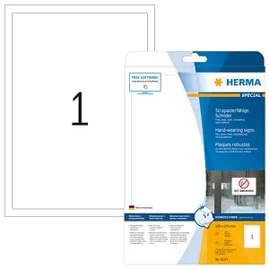 HERMA Schilder A4 weiß 190x275 mm - 25 Stück - Diverse H - Hochwertige Folienbeschilderung für langlebige und wetterfeste Anwendungen, ideal für den Innen- und Außeneinsatz.