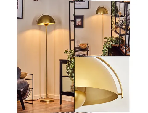 hofstein Stehlampe Goldfarben Retro Design mit Fußschalter - Elegante Stehlampe aus Metall im Retro/Vintage-Stil, ideal für Wohnräume. Höhe 147 cm, mit Fußschalter für einfachen Zugang und Austauschbarkeit des Leuchtmittels.