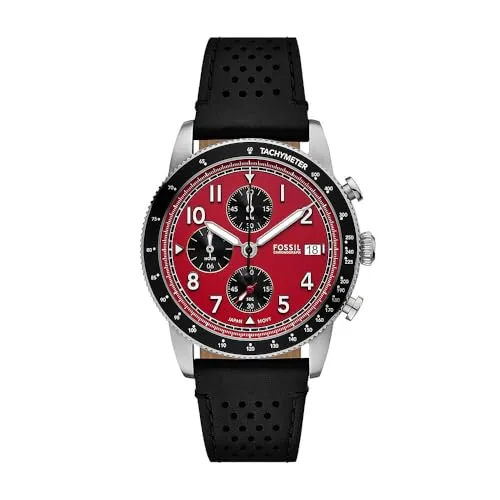 Fossil Herren Analog Quarz Uhr FS6086 - Armbanduhren für Herren mit 42-mm-Gehäuse, elegantem Lederarmband und wasserdicht bis 50 m – ideal für den Alltag und Schwimmen im flachen Wasser.