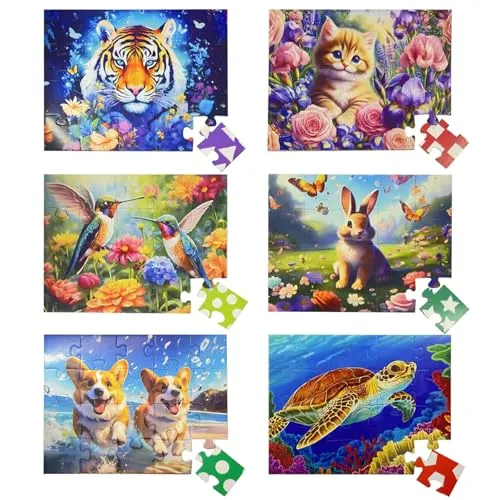 Jigso, 6 Puzzles mit 20 großen Teilen, große Puzzles, farbenfroh, für Kinder und ältere Menschen, Alzheimer-Krankheit, Gedächtnis- und Kognitionsspiele für ältere Menschen