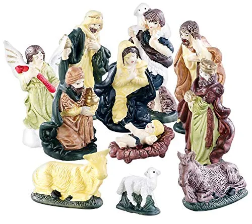 Britesta Krippenfiguren: 11-teiliges Weihnachtskrippen-Figuren-Set aus Porzellan, handbemalt (Krippe Figuren, Weihnachtskrippenfiguren, Weihnachten)
