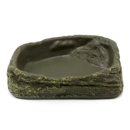 Terra Discount Wasserschale/Futterschale in natürlicher Steinoptik für Reptilien, Amphibien, Vögel, Mäuse, Kaninchen UVM. (No. 4-15x12 cm)