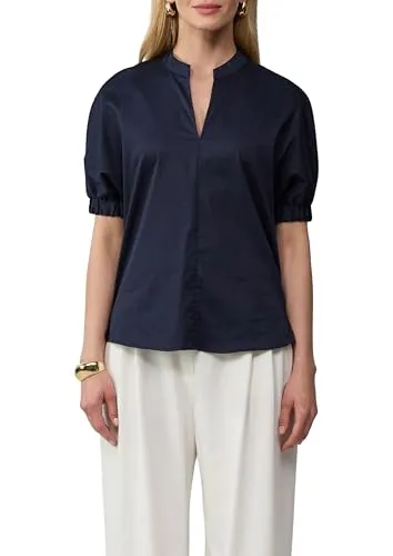 s.Oliver Popeline-Bluse mit überschnittener Schulter und Tunika-Ausschnitt