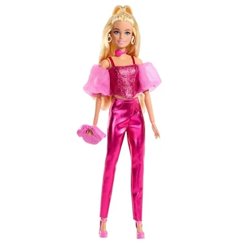 Barbie Deluxe Style-Modepuppe #5 - Glamouröses Metallic-Outfit in Rosa - Puppenkleidung: Die Barbie Deluxe Style-Puppe begeistert mit schillerndem Metallic-Outfit und hochwertigen Accessoires für unzählige Stylingmöglichkeiten!