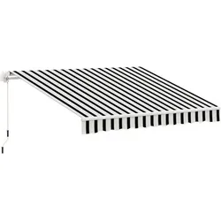 Outsunny Gelenkarmmarkise 395x245 cm - Außenanbau, große einfahrbare Kassettenmarkise ohne Stromanschluss, ideal für schattige Entspannungsbereiche auf der Terrasse.