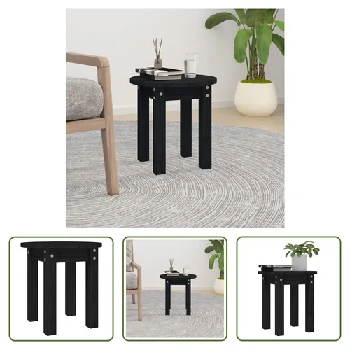 The Living Store Couchtisch Schwarz Ø 35x35 cm aus Kiefernholz
