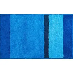 Grund Badteppich Room, Blau, 60x100 cm - Stylischer Badteppich in Blau, rutschfest und für Fußbodenheizung geeignet. Hochwertig, Oeko-Tex® Standard 100, ideal für ein modernes Badezimmer.