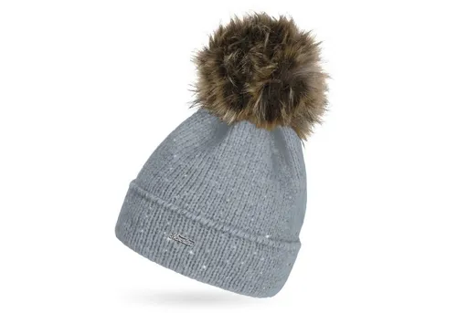 Neverless Bommelmütze Damen Strick-Mütze mit Fellbommel und Innenfutter Fleece Kunstfell