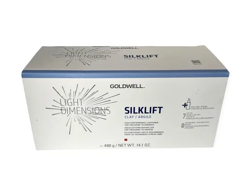 Goldwell Silklift Light Dimensions SilkLift Clay 400 gr - Hochleistungsaufheller für Haar, ideal für Freehand Techniken. Die cremige Formel hellt bis zu 7 Tonhöhen auf und pflegt mit Seidenproteinen für geschmeidiges Haar.