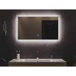 LED Spiegel 90x53 cm mit Touch Bedienung - Moderner LED Spiegel 90x53 cm mit innovativer Touch-Bedienung. Ideal für Badezimmer oder Wohnräume, sorgt die dimmbare LED-Beleuchtung für eine stilvolle Atmosphäre und optimale Ausleuchtung.