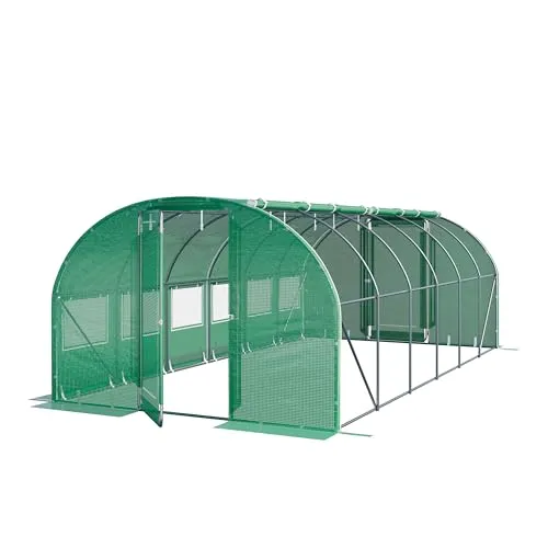 TOOLPORT 3x6m Foliengewächshaus, PE-Plane, grün - Garten-Zubehör: Robustes Foliengewächshaus mit PE-Plane, ideal für den Anbau von Pflanzen und eine optimale Witterungsbeständigkeit.