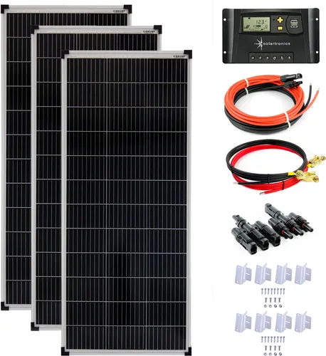 Solar Set 12V 3x100 Watt Solarpanel 20A Laderegler Montagewinkel Solaranlage PV