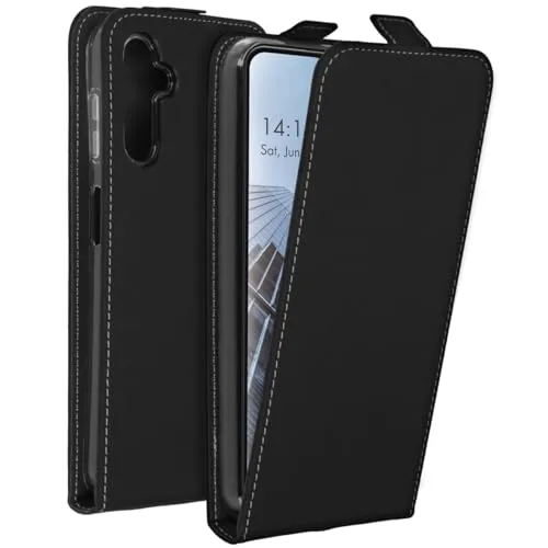 ACCEZZ Flipcase Hülle kompatibel mit Samsung Galaxy A14 (5G), Samsung Galaxy A14 (4G)– Flip Case Tasche – Handytasche zum Aufklappen in Schwarz [1 Kartenfach, Magnetverschluss, Premium Kunstleder]