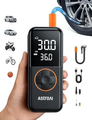 AstroAI Elektrische Luftpumpe Fahrrad, 6600 mAh Akku