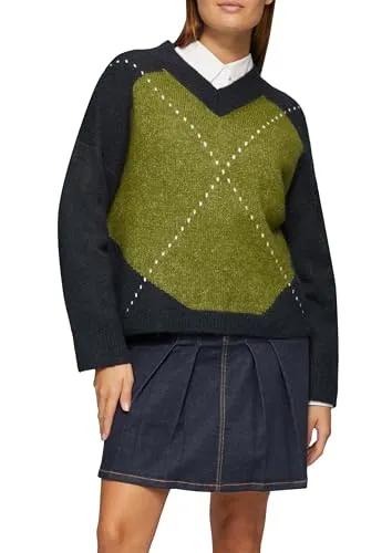 s.Oliver Oversized Wollmix-Strickpullover mit Argyle-Muster
