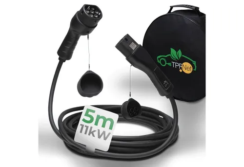 TPFNet Typ 2 E-Auto Ladekabel 11kW, 16A, 3-Phasig, 5m - Wallboxen für E-Autos, ideal für schnelles Laden mit bis zu 11kW und 16A, flexibles 3-phasiges Ladekabel für alle Typ 2 Elektrofahrzeuge.