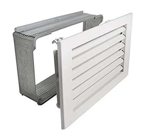 Kaltluftgitter KG 2515 W Weiss 250 x 150 mm - Kaltluftgitter aus pulverbeschichtetem Stahlblech, ideal für effiziente Luftzirkulation mit feststehenden Lamellen und praktischen Klemmfedern.