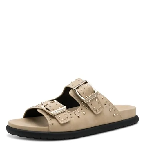 Tamaris 1 27421 44 435 (39/tan) Pantolette - Schnürer mit super weicher Innensohle und ergonomisch geformter Brandsohle für ermüdungsfreies Gehen. Modisch mit Nieten besetzt und weitenverstellbaren Riemchen für perfekten Komfort.