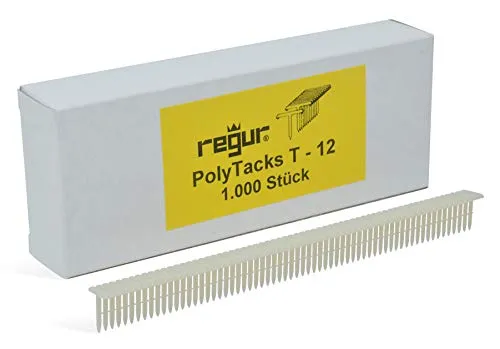REGUR PolyTacks T-12 Plastik T-Stifte in der Länge 12mm - 1.000 Plastikklammern für die Holzetikettierung und Forstwirtschaft