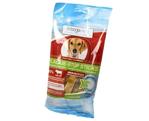 bogar, Bogadent Plaque-Stop Sticks, Zahnpflege für Hunde, Hundezubehör für mittelgroße Hunde, Dental Sticks Hund, Hundesnack mit Algen, Fisch, Fleisch, Früchten und Mineralien, 100 g