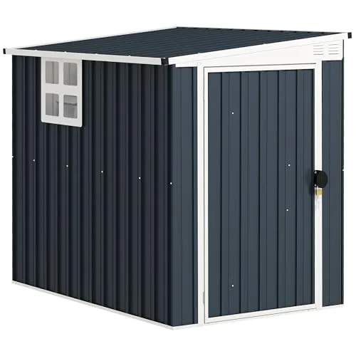 Outsunny Metall Gerätehaus 2,6m² - wetterfest und sicher - Gerätehäuser: Wetterfestes Metallgerätehaus mit abschließbarer Tür und effizientem Schrägdachdesign für optimalen Schutz Ihrer Gartengeräte.