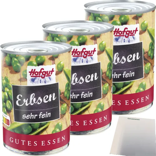 Hofgut Erbsen sehr fein 3er Pack 3x425ml Dose usy Block