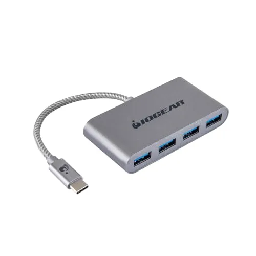 IOGEAR USB C hub 3.0 4 Ports 5 Gbit/s USB C Adapter, Multiport USB Hub kompatibel mit iPhone 15 Plus Pro Max MacBook Pro Air 2023 iMac iPad Pro Air Surface Pro Galaxy S24 Steam Deck