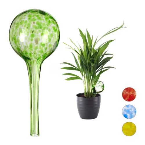 Bewässerungskugel - Gießkugeln für Pflanzenpflege - Pflanzgefäß-Bewässerungshilfen mit 1 Jahr Herstellergarantie, aus grünem Glas, sorgt für optimale Bewässerung Ihrer Pflanzen bis zu 2 Wochen.