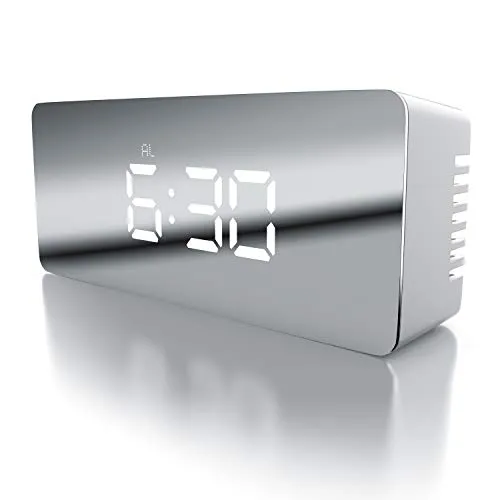 CSL - LED Wecker digital inkl. Temperaturanzeige - Reisewecker Alarmwecker - Innen-Temperaturanzeige - Schlummerfunktion - 12-24-h-Format - Nachtmodus - 2X Helligkeitsstufen - weiß