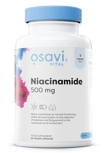 Osavi - Niacinamid | 500 mg Vitamin B3 pro Kapsel in flushfreier Form - Für Energie, Haut & Stoffwechselprozesse | 500 mg - 60 Kapseln
