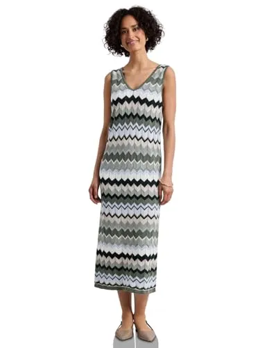 Street One Damen Midi-Kleid mit Zick-Zack-Muster in grün von Street One