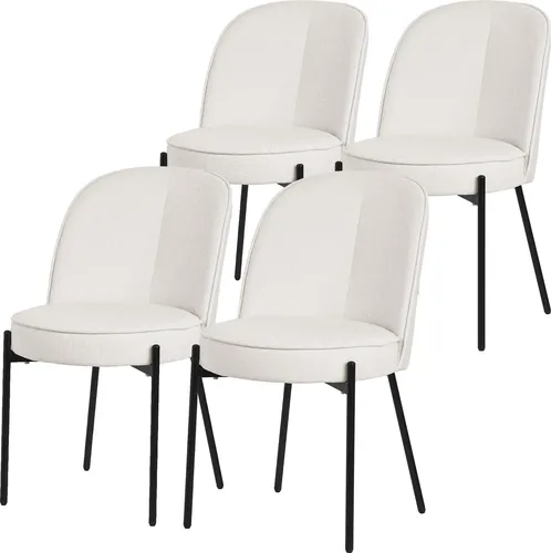 ML-Design Esszimmerstühle 4er Set Beige Küchenstühle aus Polyester mit Metallbeinen Wohnzimmerstühl mit Rückenlehne Polsterstühle für Esszimmer Küche