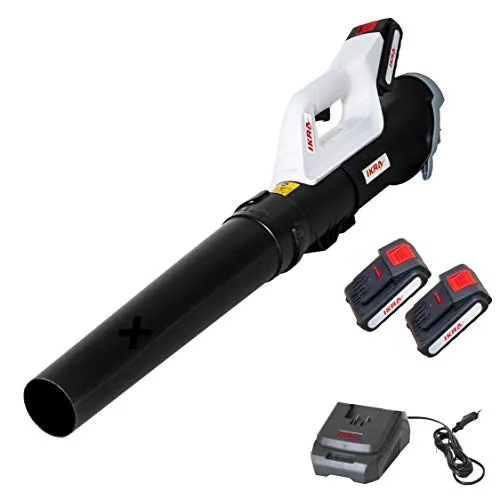 IKRA Akku Axial-Laubbläser ICB 20 - Ergonomischer Laubbläser mit Axialgebläse für maximale Blasleistung, inkl. 2x Akku & Schnellladegerät, ideal für müheloses Laubblasen.