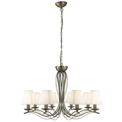 Pendelleuchte Messing Antik mit Stoffschirm - Eleganter Kronleuchter für den Innenbereich mit Jugendstil-Design. Ideal für Wohnzimmer, Esszimmer oder Flur. Verleiht jedem Raum einen besonderen Charme.