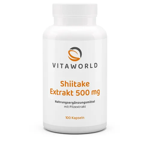 Vita World Shiitake Extract 500mg 100 capsules Apothecary Manufacture Vegan