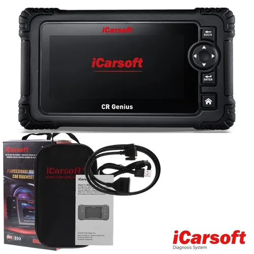 iCARSOFT CR GENIUS Diagnosegerät für alle Systeme - OBD-Scanner für Kraftfahrzeuge, inklusive kostenloser Updates und 2 Jahre Herstellergarantie, ideal für professionelle Diagnosen.