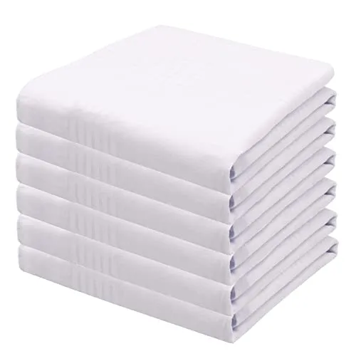 Qtuie Herren Stoff Taschentücher,Herrentaschentücher Baumwolle Stofftaschentücher Weiß,40x40 cm Taschentuch Weiß für Frauen und Männer (6 Stück)