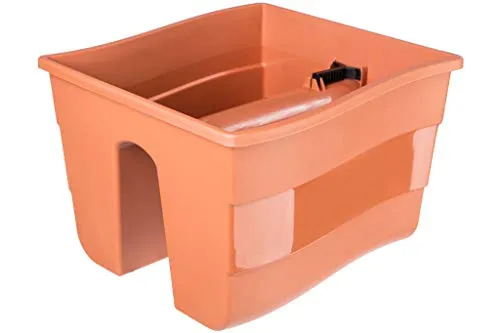 KADAX Balkongeländer-Topf mit zweiseitigem einstellbarem Griff 30x28x20cm, Geländer-Brüstungstopf, Balkonblumenkasten, Pflanzkübel, Pflanzgefäß, Ideal für Blumen und Pflanzen (Terra)