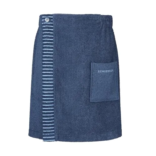 Schiesser Frottier Saunakilt Rom für Herren - 100% Baumwolle, weich und saugstark, 3-fach weitenverstellbar in Dunkelblau, ideal für Sauna und Wellness