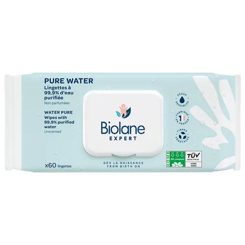 Produktbild Biolane Pure Water Unparfümierte Tücher 60 Tücher ist ein Produkt, das Ihr Baby